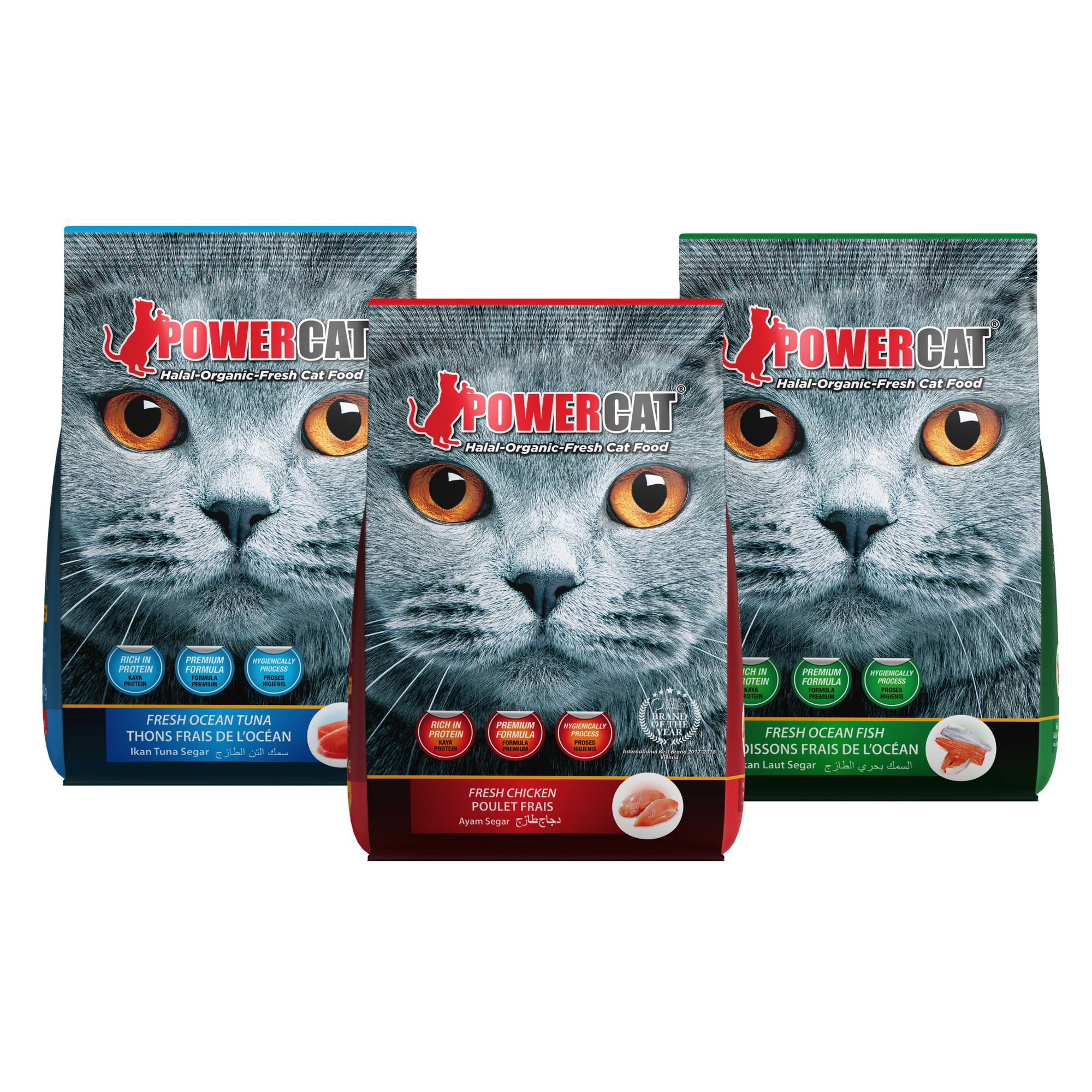 Powercat Dry Food – Pack of 3 (Fresh Chicken, Fresh Ocean Fish & Fresh Ocean Tuna, 1.3 kg Each)