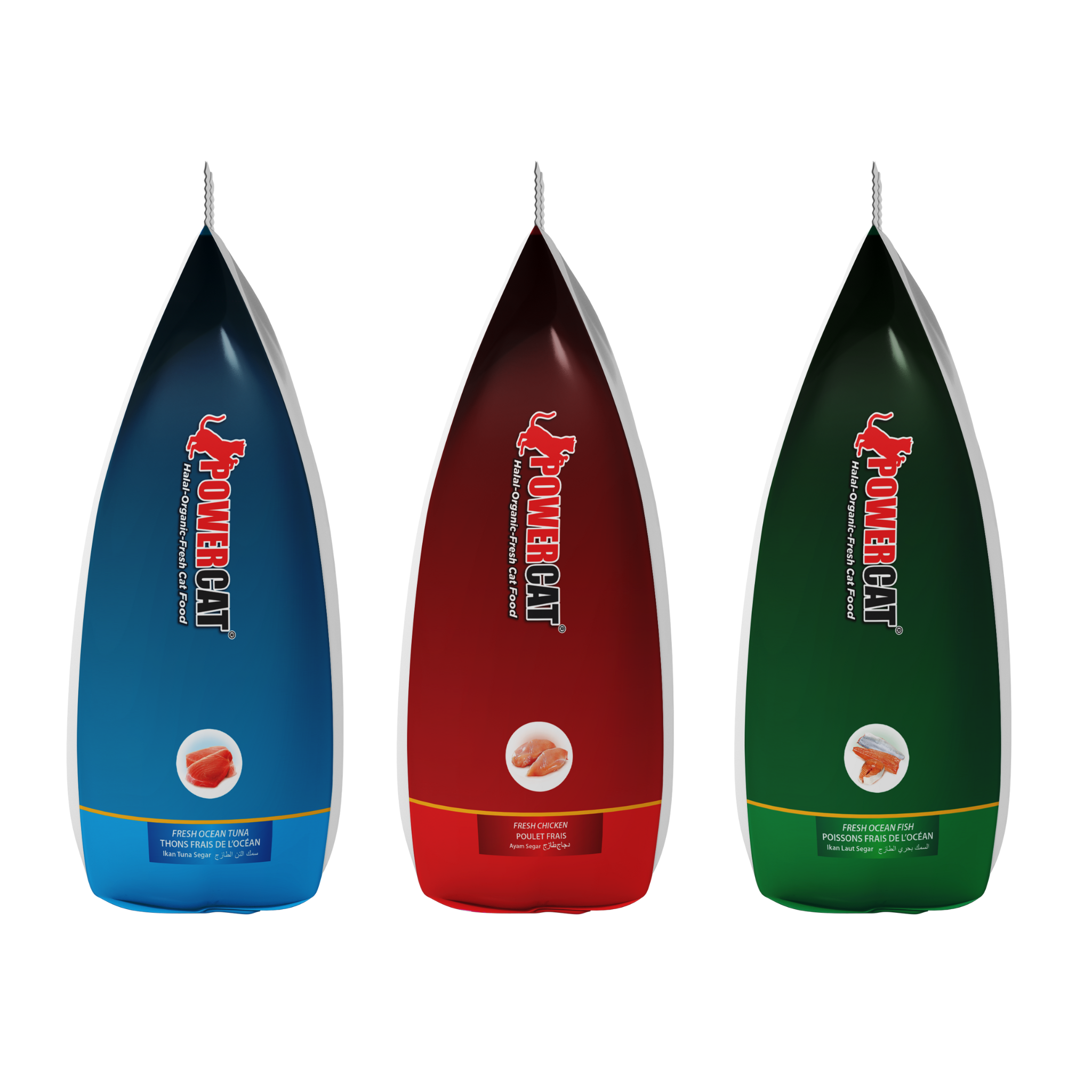 Powercat Dry Food – Pack of 3 (Fresh Chicken, Fresh Ocean Fish & Fresh Ocean Tuna, 1.3 kg Each)